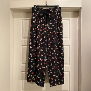 Zara Trafaluc Collection Floral Wide Leg Cropped Pants